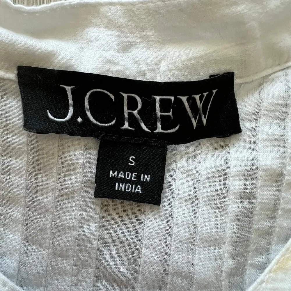 J Crew FLAWED Lace Trim Pintuck Top In Cotton Voile Small White